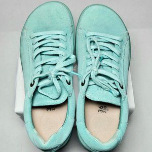 Birkenstock Bend blue suede shoe